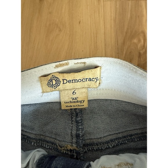 Democracy Jeans Womens 6 Blue Ab Technology Stretch Denim Straight Leg Raw Hem - Picture 6 of 9